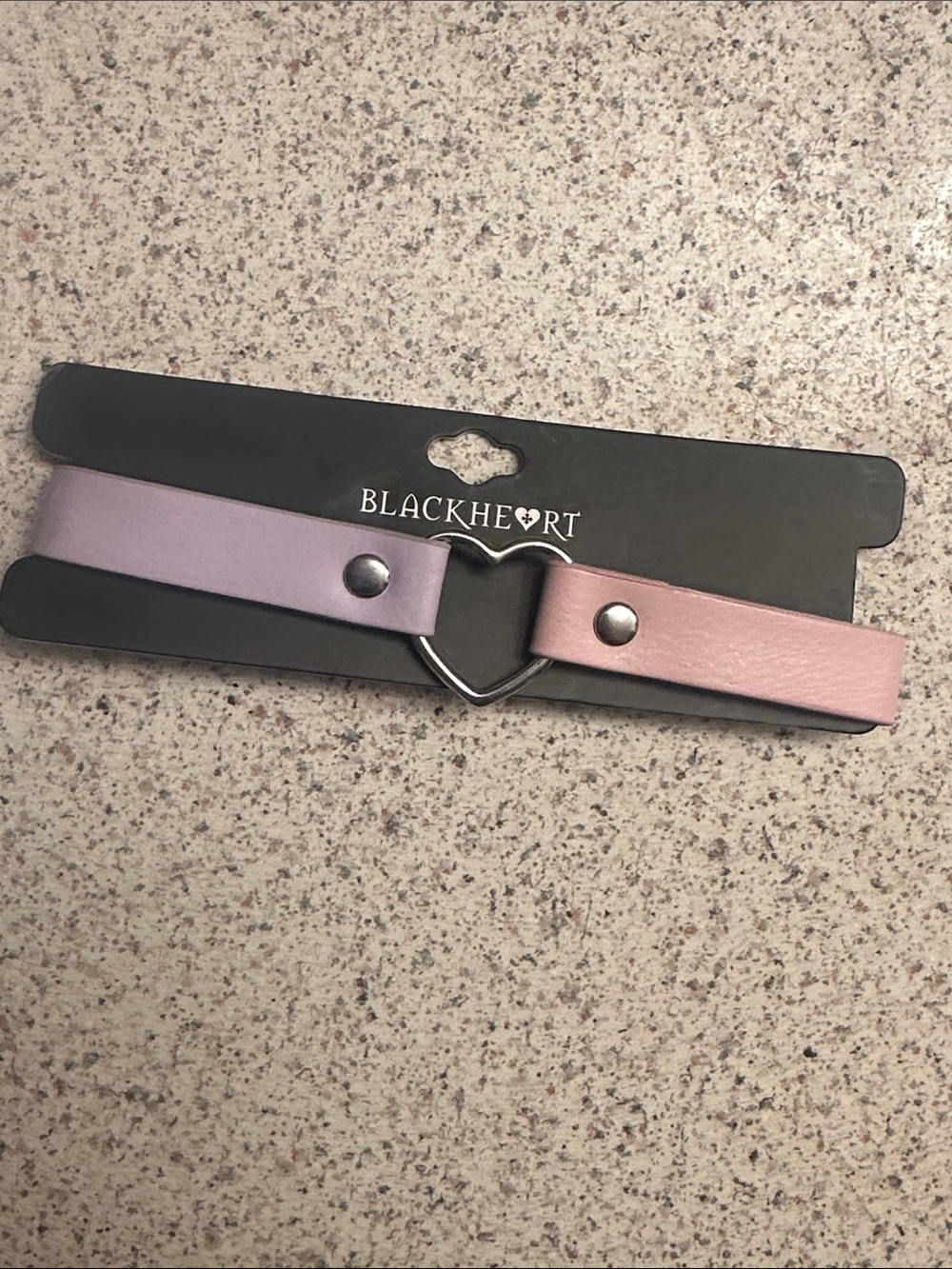 Black heart pastel pink and purple heart choker